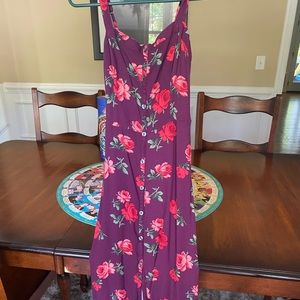 Purple and pink floral maxi dress